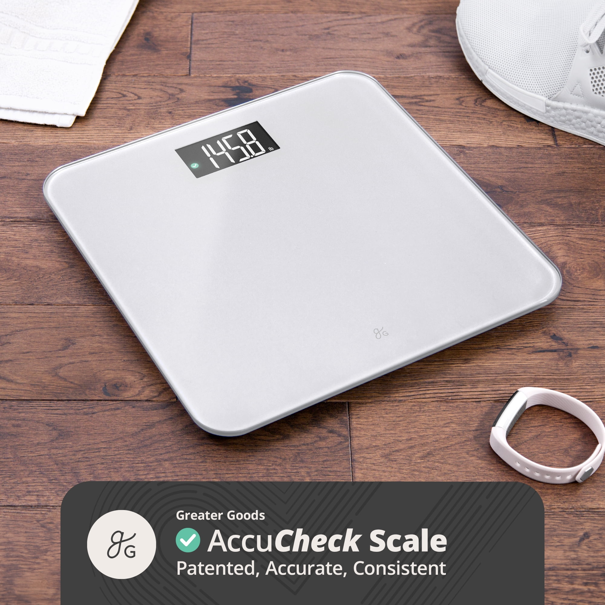 Greater Goods AccuCheck Digital Bathroom Scale, Weight Scale with 400 Lb Capacity, Ash Grey