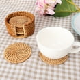 thumbnail image 4 of 6pcs Vintage Rattan Drinks Tea Cup Mats Coasters Round Teapot Insulation Mat Decoration, 4 of 10