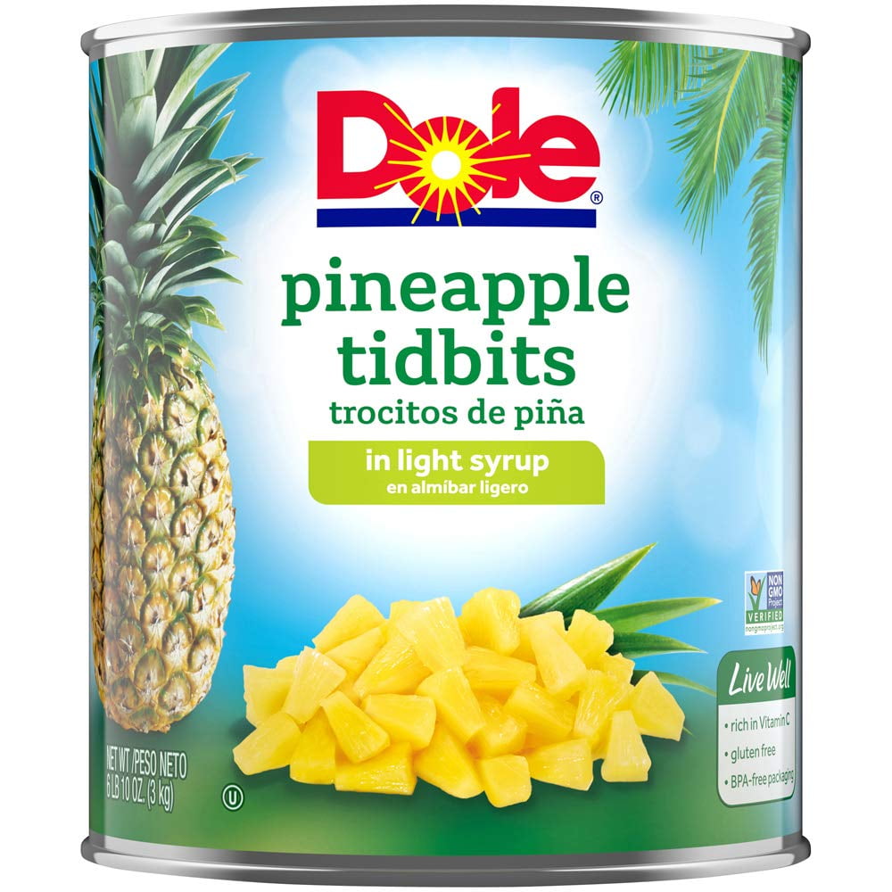 Dole Pineapple Tidbits in Light Syrup, 106 oz - Case of 6