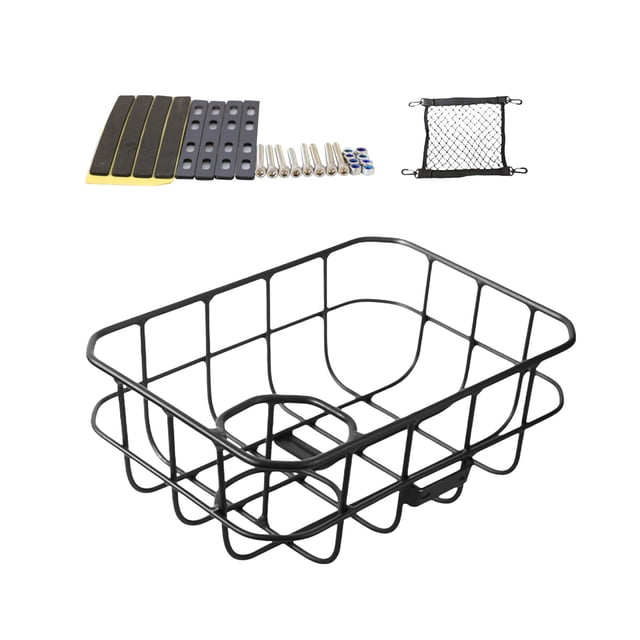 Almencla Basket Portability Carrier Aluminum Alloy Front Rear Bike Cargo Rack Black Iron Sheet