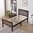 thumbnail image 3 of Home Bedroom Furniture Jassmine Solid Wood Platform Pine Twin Bed - Mahogany, 3 of 7