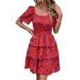 thumbnail image 1 of Vestido PRETTYGARDEN 2025 Floral de Verano con Escote Cuadrado Talla L Grande, 1 of 7