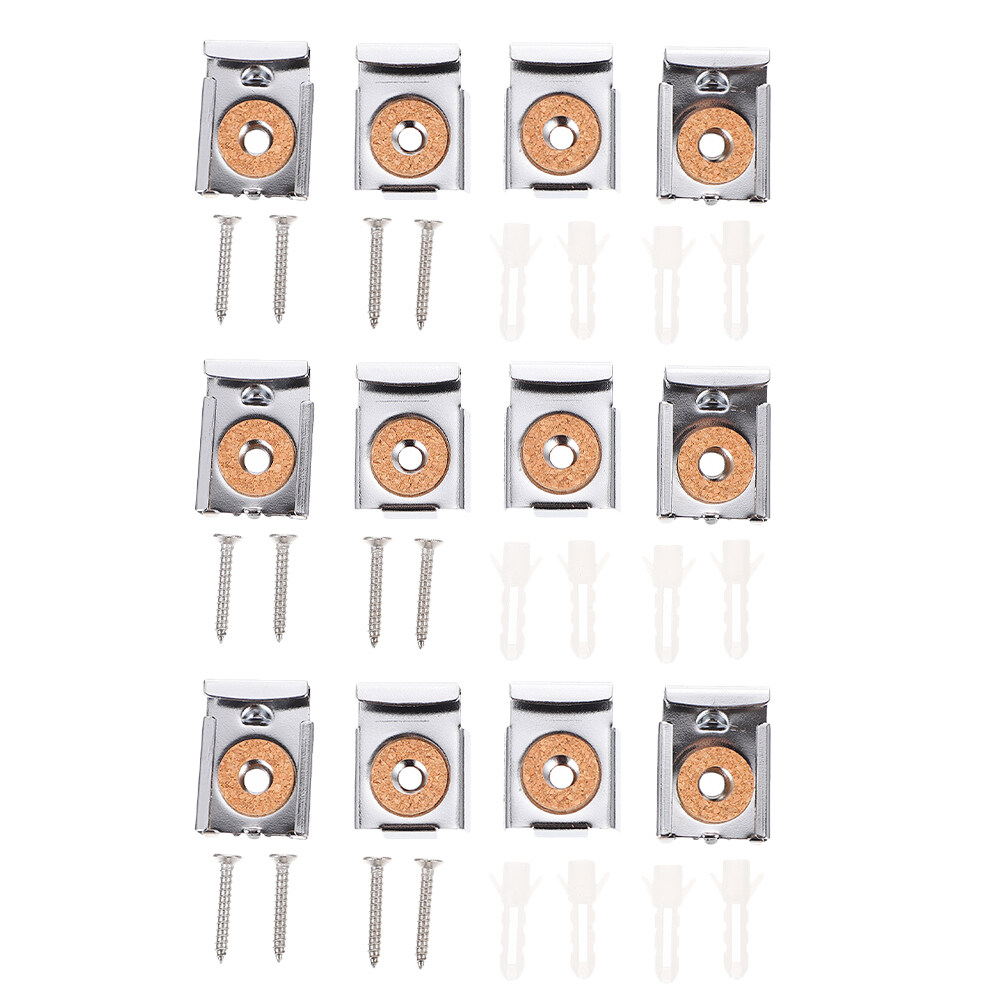 12Pcs Mirror Mounting Clips Mirror Wall Clips with Hollow Wall Anchors