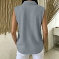 thumbnail image 7 of VBVC Women's Waffle Collared Sleeveless Shirt , Casual Button Down Top For Women, Ladies' Summer Work Blouse with Pockets,Gray,S-2XL, 7 of 7