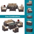 thumbnail image 3 of Gotland 7 Pieces Outdoor Patio Furniture with 43"Fire Pit Table, Steel, PE Rattan Sofa Set,Sand, 3 of 7