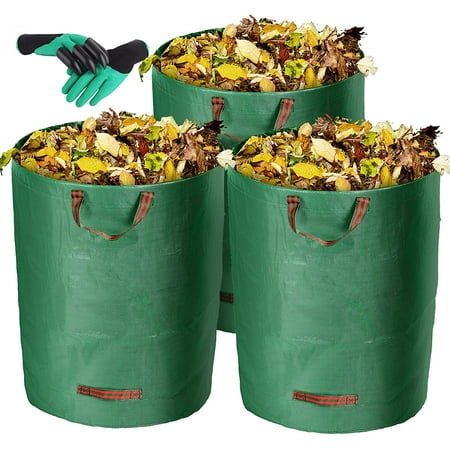 3-Pack 300L Gallon Reusable Garden Waste Sacks- Heavy Duty Gardening ...