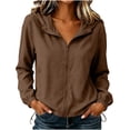 thumbnail image 3 of CBASIHI Cotton Linen Lightweight Jackets for Women- Loose Fit Hooded Long Sleeve Fall Casual Athleisure Zip Up Jacket Coffee Size 2XL, 3 of 7