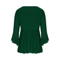 thumbnail image 5 of HongQid Womens Tops 3/4 Sleeve Ruffle Dressy Casual Blouses Double Layers V Neck Tunic Shirt, 5 of 7