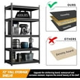 thumbnail image 5 of MOPHOTO 5-Tier Metal Storage Shelves - 36W x 16D x 72H Inches, Adjustable Garage Shelving, 1100 lb Total Capacity, 220 lb Per Shelf, Black, 5 of 9