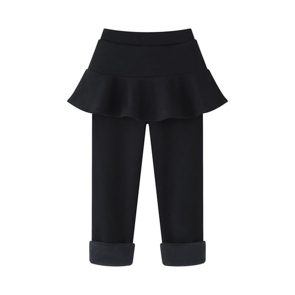 YunPes Girls Leggings with Ruffle Tutu Skirts Toddler Fleece Lined Footless Tights Skirt Pants Warm Comfy Tennis Athletic Outfits