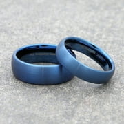 Metals Jewelry Unisex Adult Blue Tungsten Carbide 8mm Wedding Band Brushed Finish Comfort Fit Ring Size 9.5