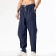 thumbnail image 4 of Pantalones largos para hombre, de color liso, con bolsillo y cordón, informales, juveniles, versátiles, deportivos, de gran tamaño., 4 of 7