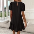 thumbnail image 6 of FRSASU Women's Elegant Midi Dresses Fashion Ruffled Hem Puff Sleeves Loose Comfy Mini Dress Summer Beach Casual Sundress Black, 6 of 9