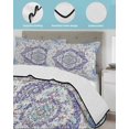 thumbnail image 3 of Twin XL Quilt Bedding Set, Blue Purple Boho Reversible Summer Quilt 3 Pieces, Vintage Abstract Art Floral Ethnic Tribe Lightweight Bedspreads Coverlets with 2 Pillow Shams for All Seasons, 3 of 5