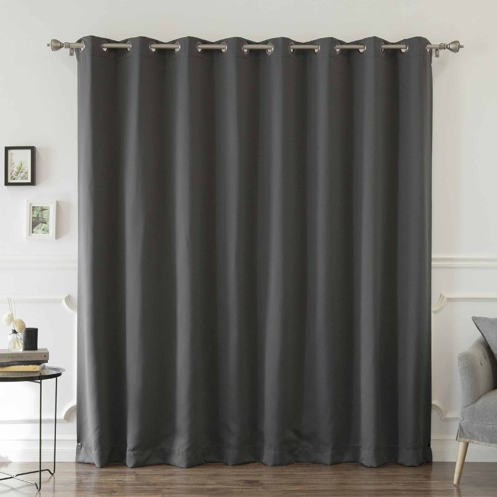 Quality Home Wide Basic Bronze Grommet Blackout Curtain - Dk.Grey - 80"W X 84"L (Single Panel
