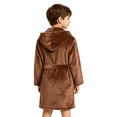 thumbnail image 6 of LYMAYTER Kids Boys Robe Soft Flannel Long Hooded Bathrobe for 2-12Y Toddler Solid Warm Household Bathwear, 6 of 10