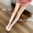 thumbnail image 3 of Fleece Lined Tights Women Fake Translucent High Waisted Thermal Leggings Cold Weather Skin Color Sheer Warm Pantyhose Complexion Free, 3 of 3