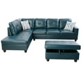 thumbnail image 6 of Ainehome Solid Faux Leather Removable Sectional Sofa with Pillows, Aegean, 6 of 7
