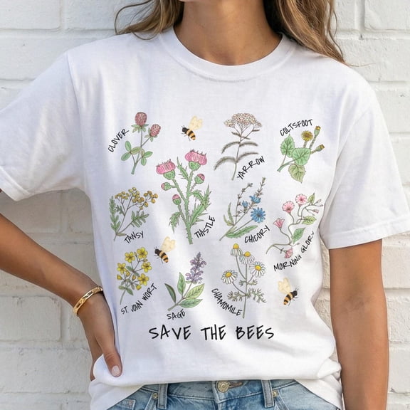 Save The Bees Shirt, Pollinator Herb Garden Tee All Size S-3XL