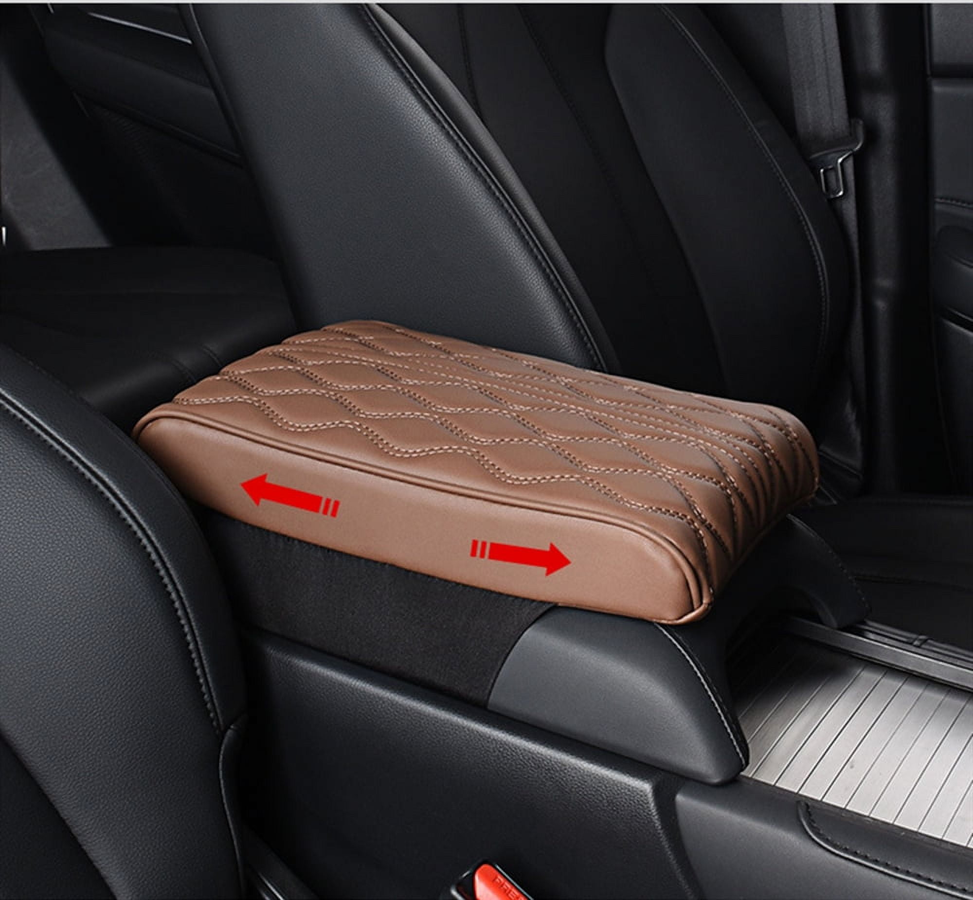 PU Leather Car Armrest Pad Cover Universal Center Console Wave