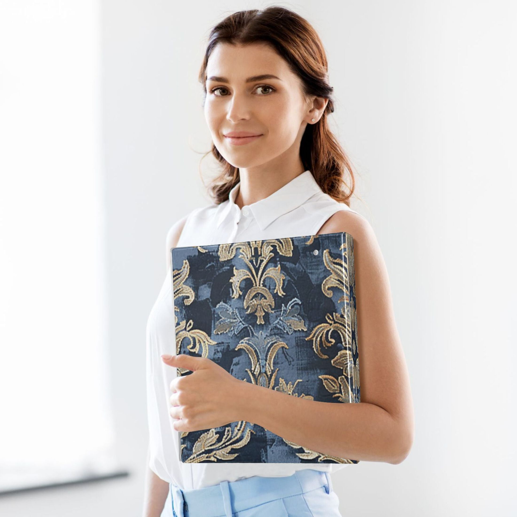 Boho Floral 3 Ring Binders 1.5 inch Hardcover File Folders with Interior Pockets A4 Size Organizer for School Office Hospital