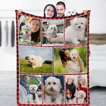 Custom Blanket with Photos/Text, Personalized Throw Blanket Cozy Fleece Customized Picture Blanket for dog cat pet Christmas Birthday Wedding Gifts-DogBedBlankets-5*Photos-1-41FF
