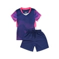thumbnail image 4 of Haitryli Kids Boys Girls 2 Piece Basketball Football Jersey Athletic T-Shirts Tops with Sweat Shorts Navy Blue 3XS, 4 of 7