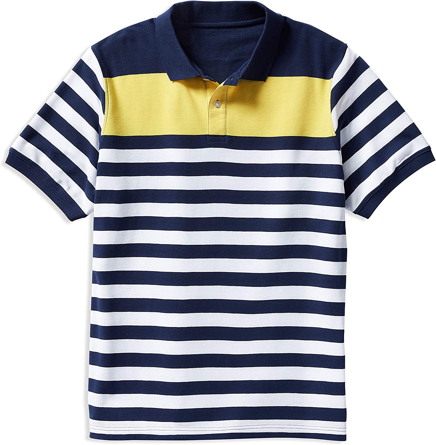 Harbor Bay by DXL Men's Big and Tall Stripe Polo Shirt, Blue/Yellow/Multi,  3XLTALL 