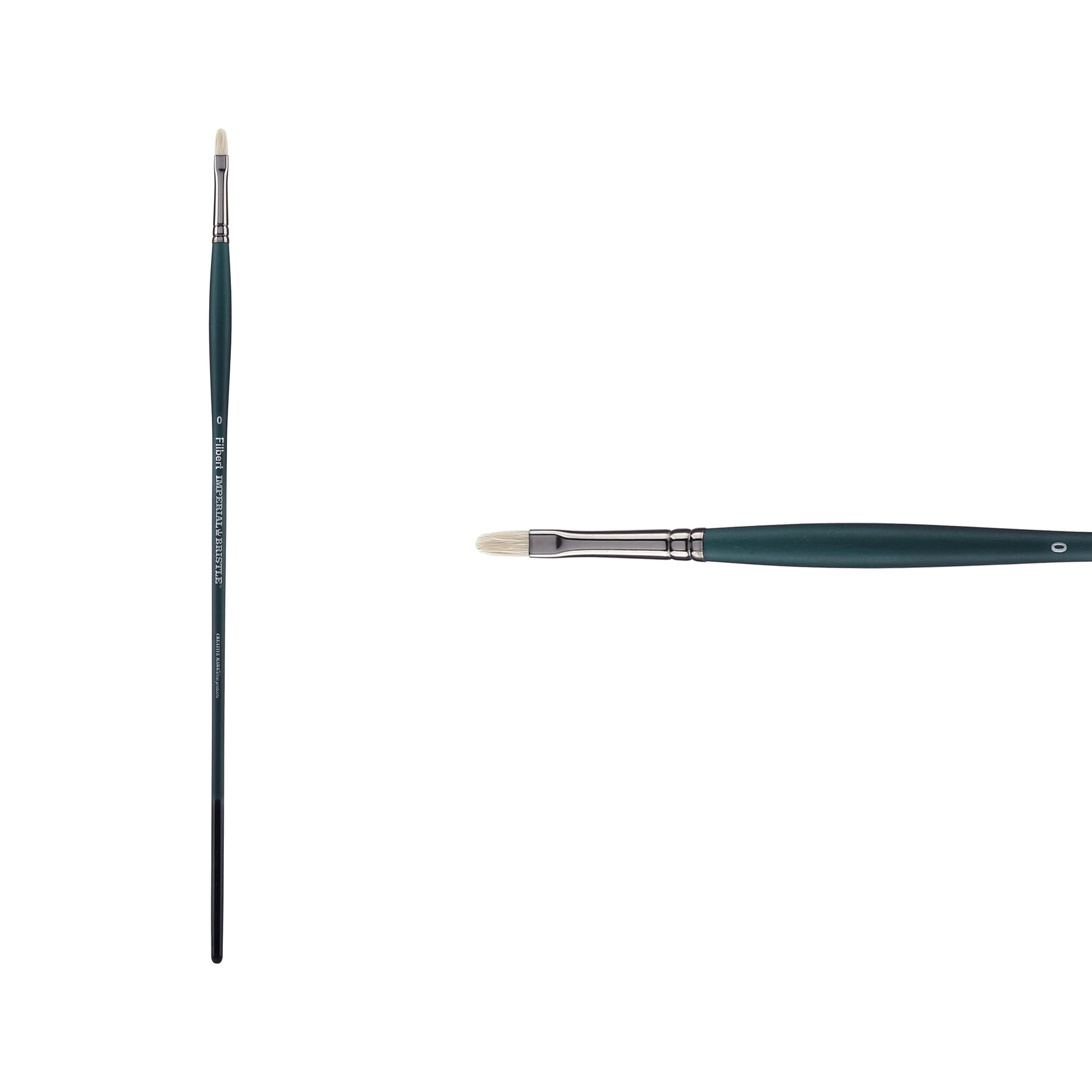 Creative Mark Imperial Professional Chungking Hog Bristle Brush - Filbert #0 Pack of 3 Handmade Long Handle Oil Paint Brushes for Artists, Nickel-Plated Brass Ferrules, Stiff yet Soft Natural Bristles