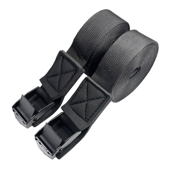 HEANUJJ 1 Pair Adjustable Cam Buckle Tie Down Straps Black Nylon Heavy Duty Cargo Securement