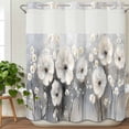 thumbnail image 3 of Spring Camellia No Hook Shower Curtain Waterproof, Bathroom Curtains with Snap in Liners and See Through Top Window, Retro Floral Oil Painting Modern Art Hotel Style Bathtub Curtains Shower 72"Wx78"L, 3 of 8