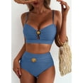 thumbnail image 6 of SHEWIN Womens Swimsuits Bathing Suits 2 Piece Bikini Sets High Waisted Cut Out Modest Swimsuit Full Coverage Beach Outfits Light Blue XL, 6 of 11