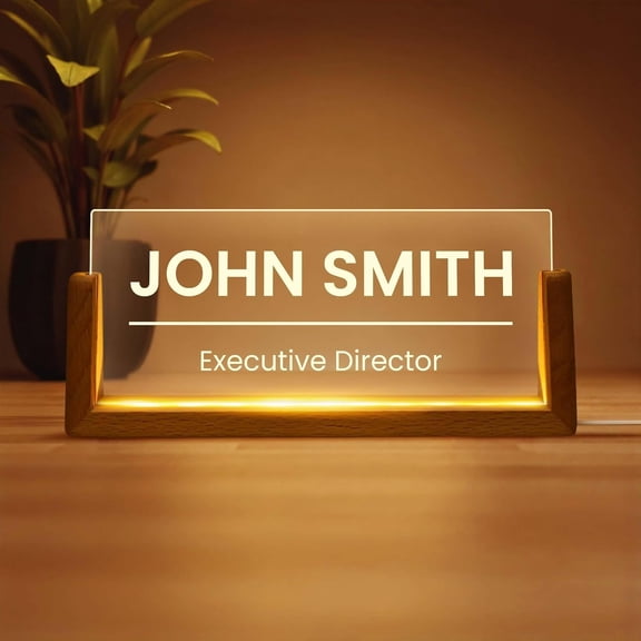Business Desk Name Plate, Office Gift for Coworker, , or Manager LED Name Plate Office , 3x6", , Made in by
