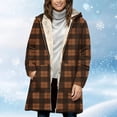 thumbnail image 4 of ZUKMRJPC Womens Full Zip Hoodies Long Sleeve Fashion Vintage Plaid Hooded Sweatshirt Winter Warm Thickened Long Outwear with Pocket, 4 of 5