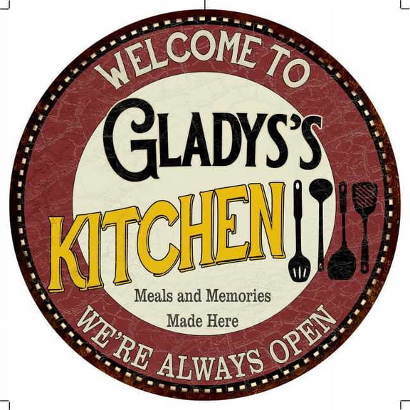 Gladys's Kitchen 14" Round Metal Sign Bar Game Room Wall Decor 100140040105