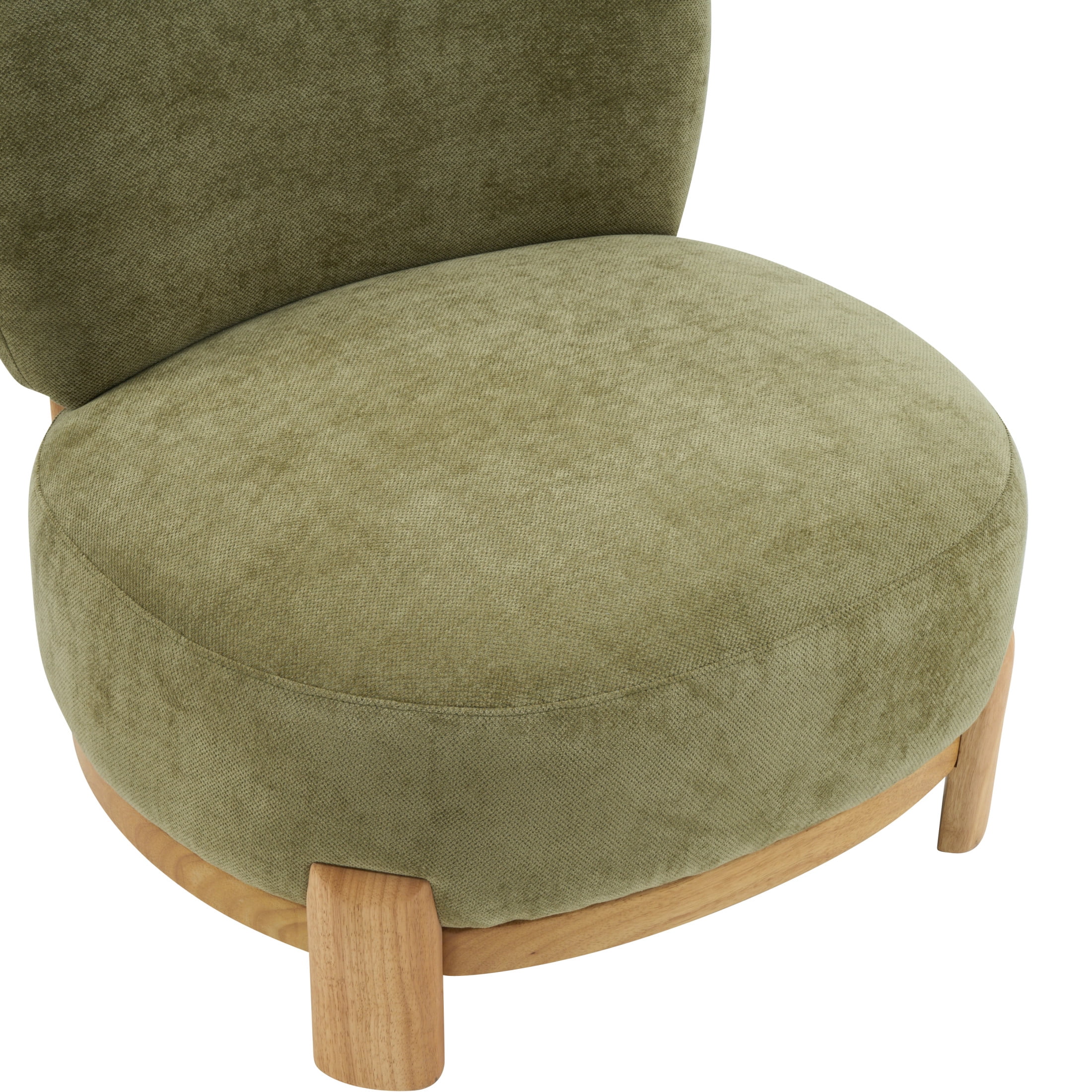 Christopher Knight Home Modern Upholstered Armless Accent Chair with Wood Legs, Wide Seat, Green