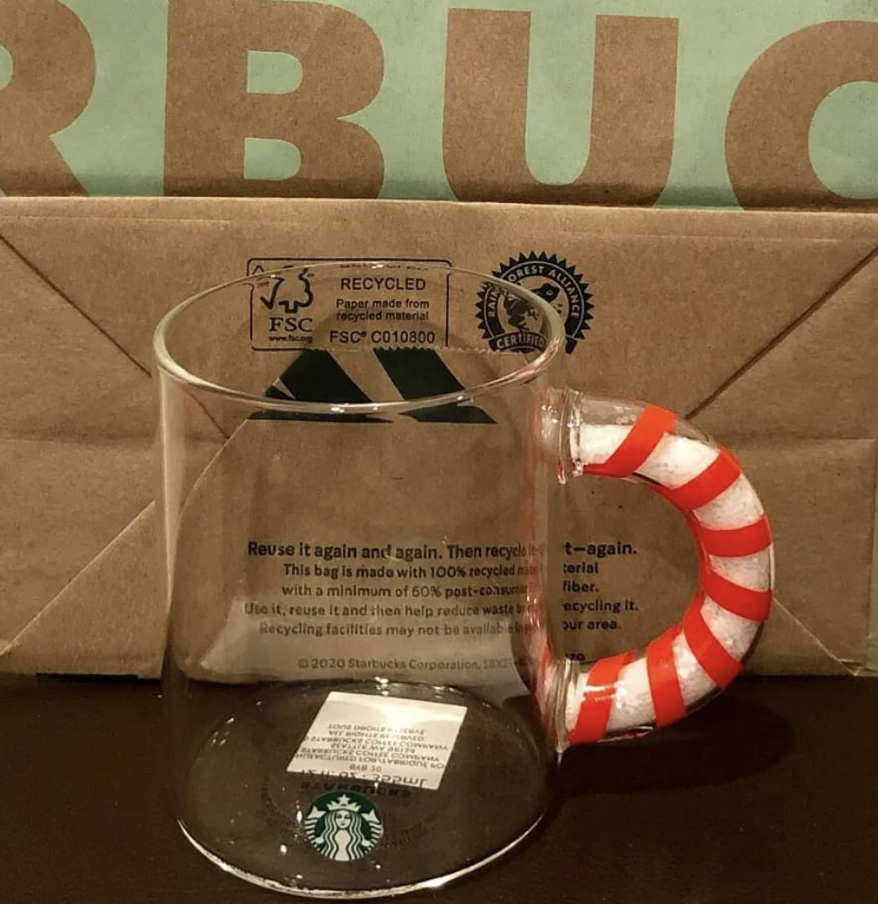 Candy Cane Christmas Glass Cup Gift Box