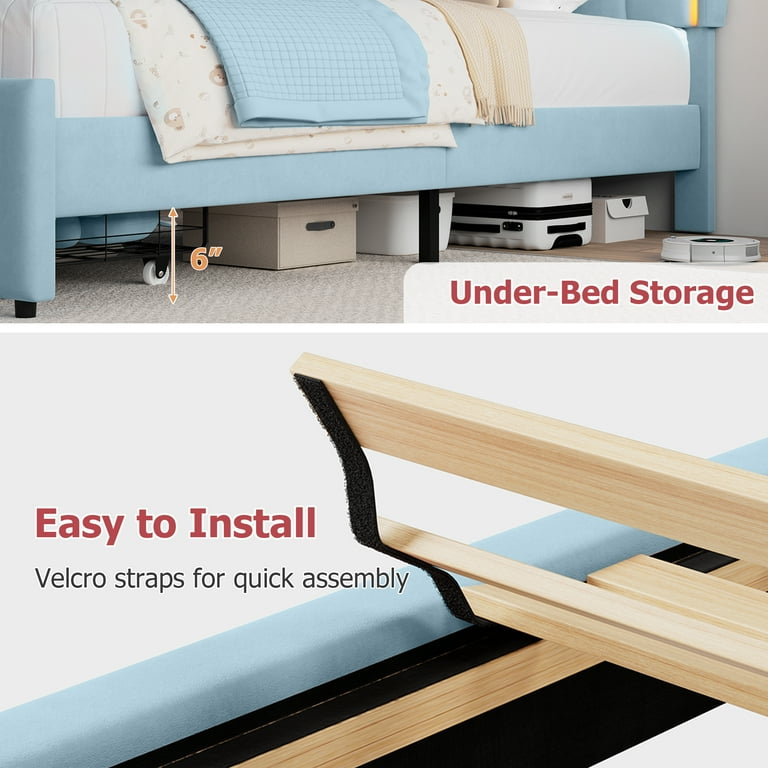 crown bed datype 青 Coaster Bedroom Marjorie Metal Twin Open Frame Bed Blue