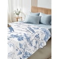thumbnail image 4 of White Blue Spring Floral Twim Size Flat Sheet, Wrinkleproof & Fadeproof Cooling Flat Bed Sheet Only, Summer Birds Botanical Breathable Soft Bedding Top Sheets 66 x 96 Inches, 4 of 8