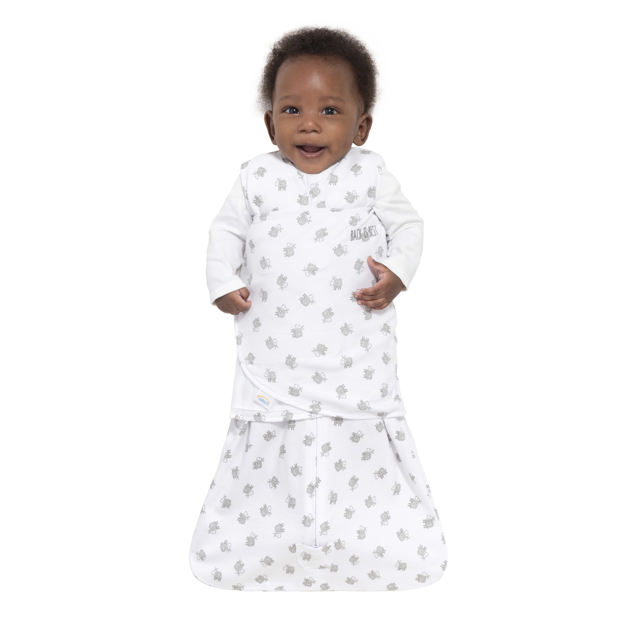halo swaddle with hands near face