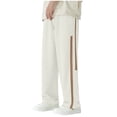 thumbnail image 3 of PNTUTB Men's Fashion Solid Color Casual Loose Elastic Waist Drawstring Side Seam Straight Leg Pants with Pockets, 3 of 5