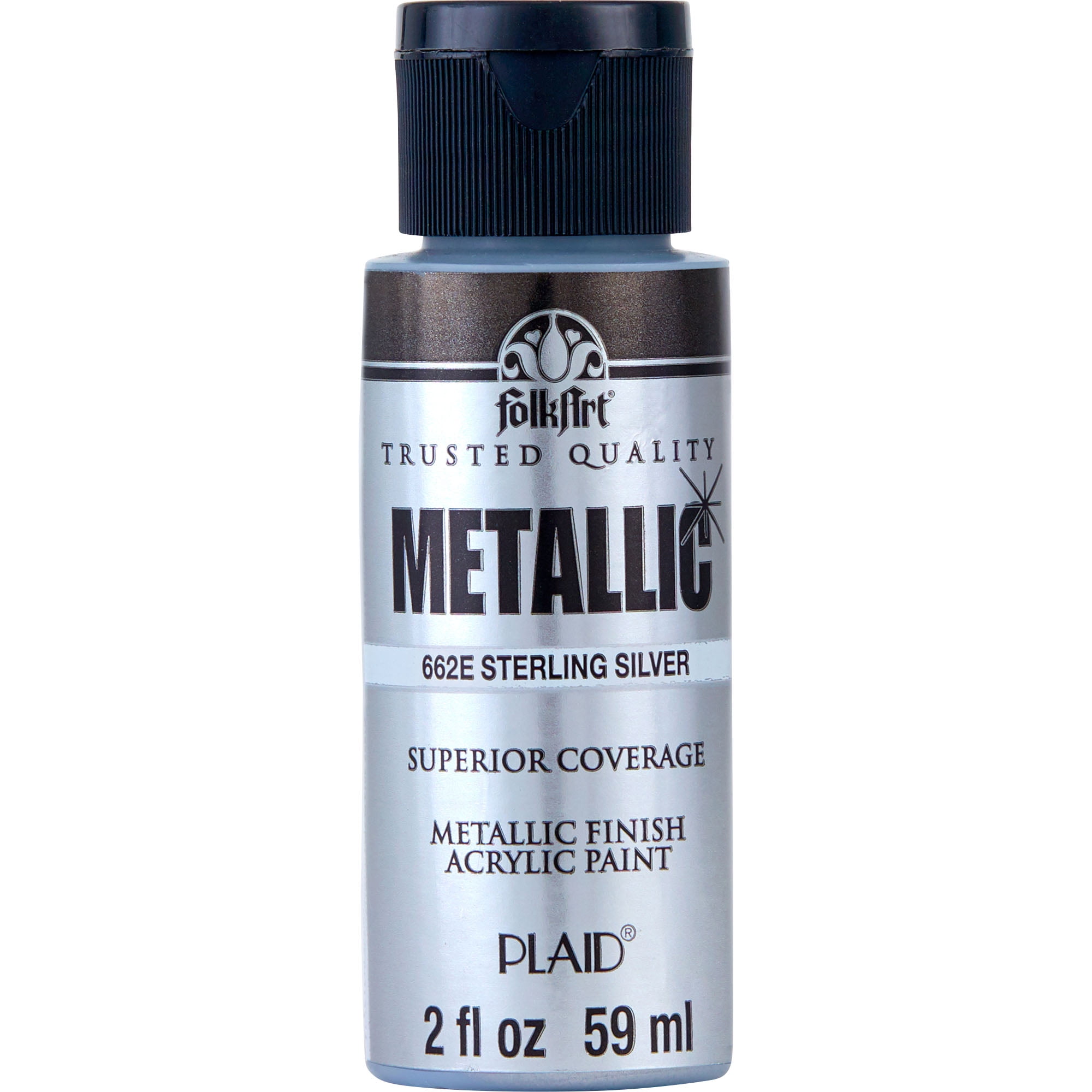 FolkArt Metallic Acrylic Craft Paint, Metallic Finish, Silver Sterling, 12  fl oz