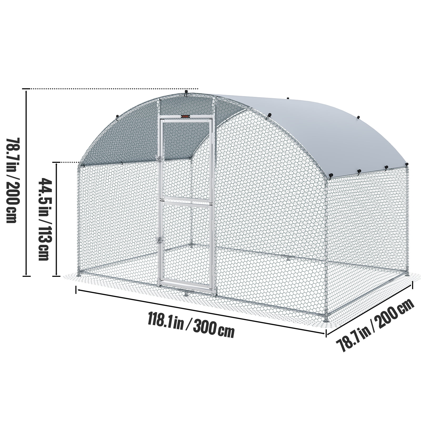 KFFKFF Chicken Coop Large Metal Chicken Cage House Waterproof Run Large Metal Chicken Coop Outdoor Walk in Chicken Coop Cage Backyard Farm Use 6.6x9.8x6.6 ft Dome Roof