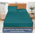 thumbnail image 3 of Royale Linens 100% Organic Cotton Fitted Sheet - Percale Weave - Super Soft Deep Pocket Bottom Sheets - Elastic Sheet King Cal Size - California King Fitted Sheets Only - (72"x84"+15", Teal), 3 of 9