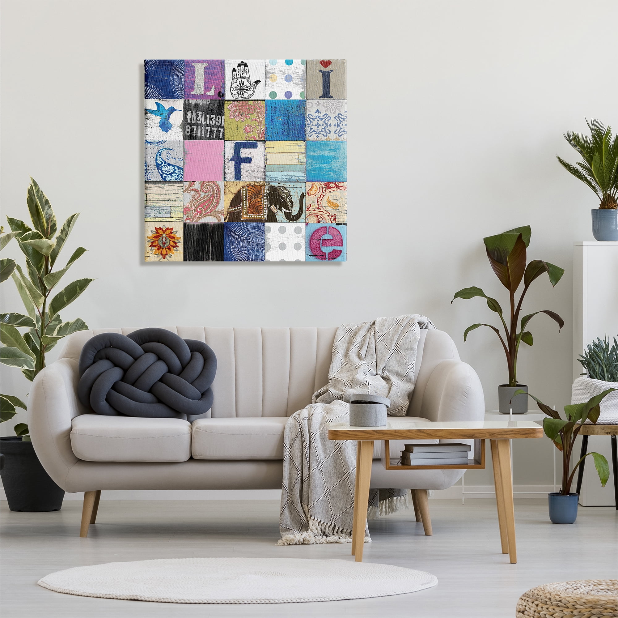Stupell Industries Vintage Icon Collage Life Typography Rustic Elephant, 30 x 30, Designed by Charlie Carter