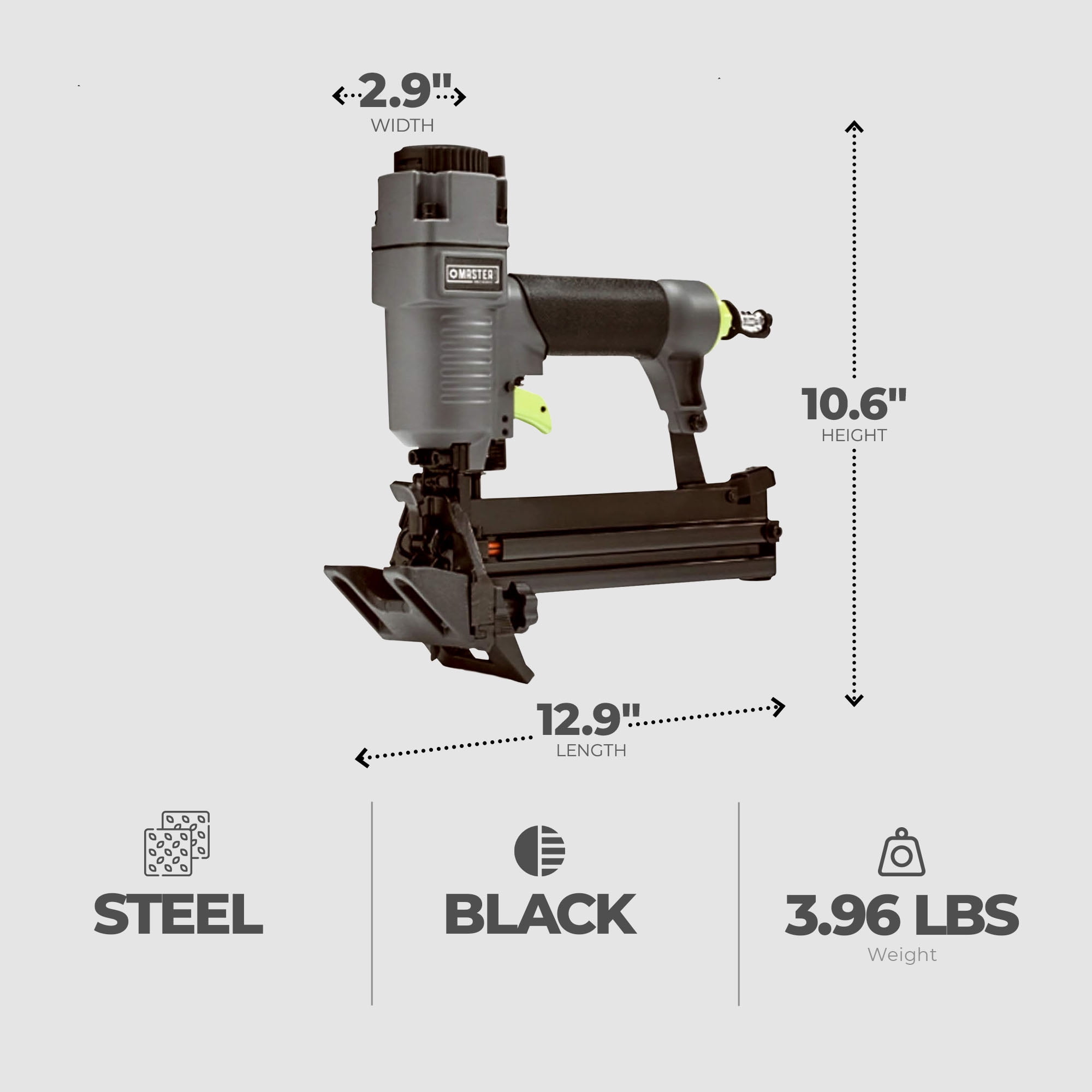 Master Mechanic 4-in-1 Mini Pneumatic Flooring Nailer/Stapler, Gray