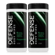 Defense Soap All Natural Peppermint Body Wipes 2PK with Tea Tree Oil | Wrestling, Combat, Camping, Gym, Post Workout Shower Wipes for Men and Women. 40 Count (Pack of 2)