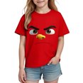thumbnail image 4 of Tops de Manga Corta Linda con Impresión de Expresión Linda de Color Sólido para Niños Niños Niñas, Camiseta Cómoda Suelta para la Temporada Escolar, 4 of 8