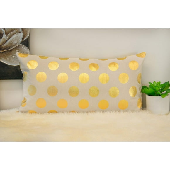 Ivory Park Foil Dots Large Gold Decorative Throw Cushion