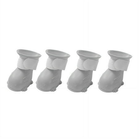 GASTROPOD 4Pcs Dog Shoes Waterproof Non-Slip Sole Dog Boots Soft TEP Material Easy to Clean Dog Socks Comfortable Fit Dog Rain Boots 4x3.5cm Gray